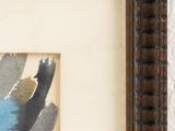 painting of a blue bird in a frame on a white wall