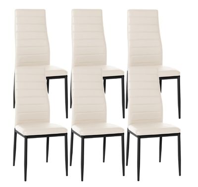 lot de quatre chaises de salle à manger en cuir blanc avec des pieds noirs