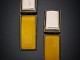 pair of silver and yellow enamel cufflinks