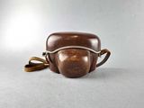 vintage brown leather camera case with strap