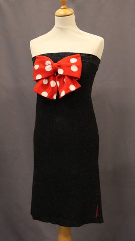 JC DE CATELBAJAC – Robe bustier 100% laine noir et métal, à décor...