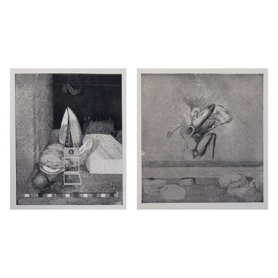 deux dessins en noir et blanc représentant un homme et une femme assis sur un banc