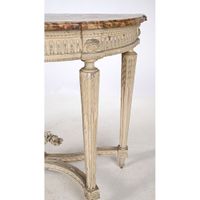 LARGE CONSOLE LOUIS XVI de forme demi-lune en bois rechampi … (photo 3)