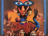 an image of a painting of a clown with many hands