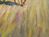 a painting of a man riding a horse drawn carriage