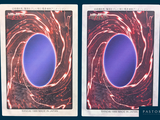 two pictures of a pair of posters on a wall
