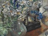 une peinture de fleurs dans un vase sur une table