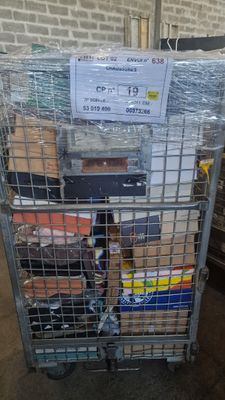 a metal cart with a lot of items in it