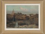 une image représentant un tableau où l'on voit une femme debout sur des rochers au bord de l'eau