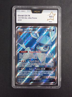 a close up of a card in a plastic case on a table