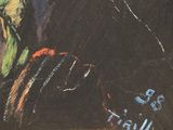 a chalk drawing of a man and a woman on a blackboard