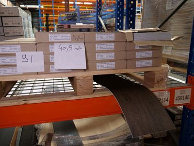 a large stack of boxes sitting on a pallet in a warehouse