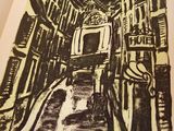 a picture of a book with a drawing of a street
