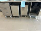 deux poubelles posées sur le plan de travail de la cuisine