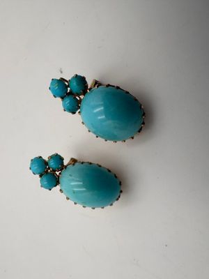 une paire de boucles d'oreilles en turquoise sur un fond blanc