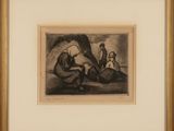 une image représentant un dessin en noir et blanc d'un homme et d'une femme assis sur un rocher