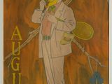 painting of a man holding a tennis racket and smoking a cigarette
