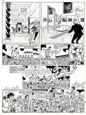 une image en noir et blanc tirée d'une bande dessinée représentant un homme sur un skateboard
