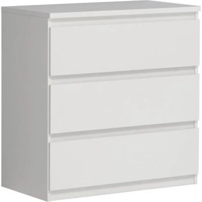 une commode blanche avec trois tiroirs de chaque côté
