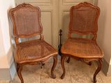 pair of antique cane back chairs with cane back and cane back