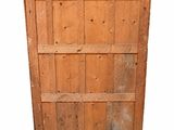 an old wooden paneled door is shown against a white background