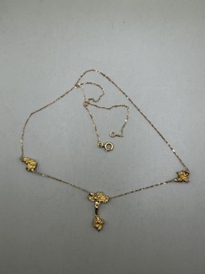 Collier en or jaune 750 millièmes maille forçat et pépites 4… - Photo 1