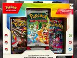 two pokemon cards are in a box on a table