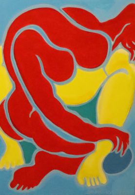 une image représentant un tableau où l'on voit une femme assise à genoux