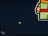 a sticker of a man with a star on his chest