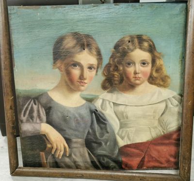 Ecole allemande : Portrait de 2 fillettes - h/t - vers 1820 …