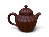 une théière marron sur fond blanc, avec un fond blanc