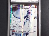 a close up of a card in a plastic case on a table