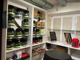 a room with a shelf full of different types of products