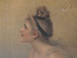 a painting of a woman in a white dress