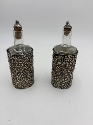 pair of silverplated salt and pepper shakers