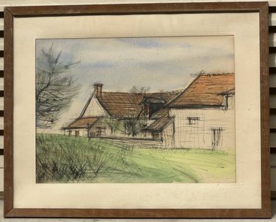 KENZO (1939-2020) Chaumière Encre et aquarelle sur papier