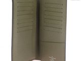 leather passport case with multiple compartments in olive green color