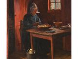 une image d'un tableau représentant une femme assise à une table