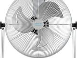 a white fan sitting on top of a metal stand