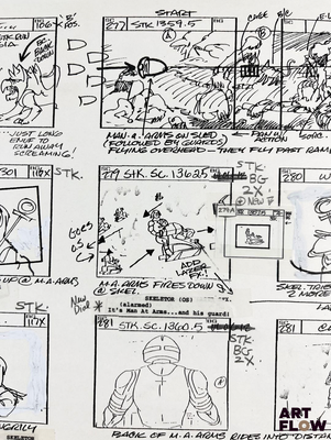 Musclor (He-Man) Planche de dessins à l'encre et imprimée re…