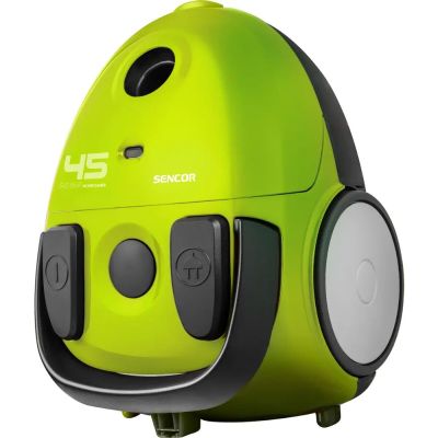un gros plan d'un aspirateur vert sur fond blanc