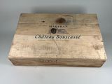 a close up of a wooden box with a label on it