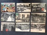 several black and white photos of a bunch of old postcards