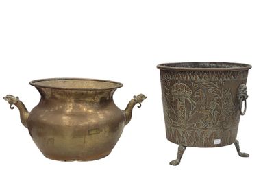 pair of antique brass urns with handles