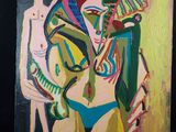 tableau représentant une femme en maillot de bain et un homme en maillot de bain