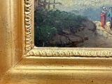 a picture of a painting of a man and a woman on a hill