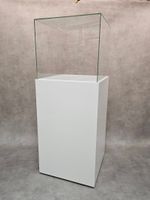 Vitrine de présentation en bois laqué blanc et verre.