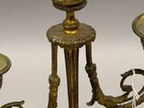 pair of antique brass candlesticks with marble bases