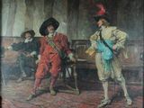 un tableau représentant deux hommes debout l'un à côté de l'autre
