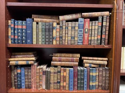 de nombreux livres anciens sur une étagère dans une bibliothèque
